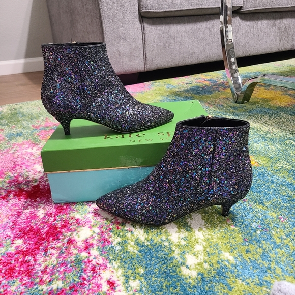 NWT - Kate Spade ♠️ Olly Too Midnight Confetti Glitter Boots - Picture 9 of 16